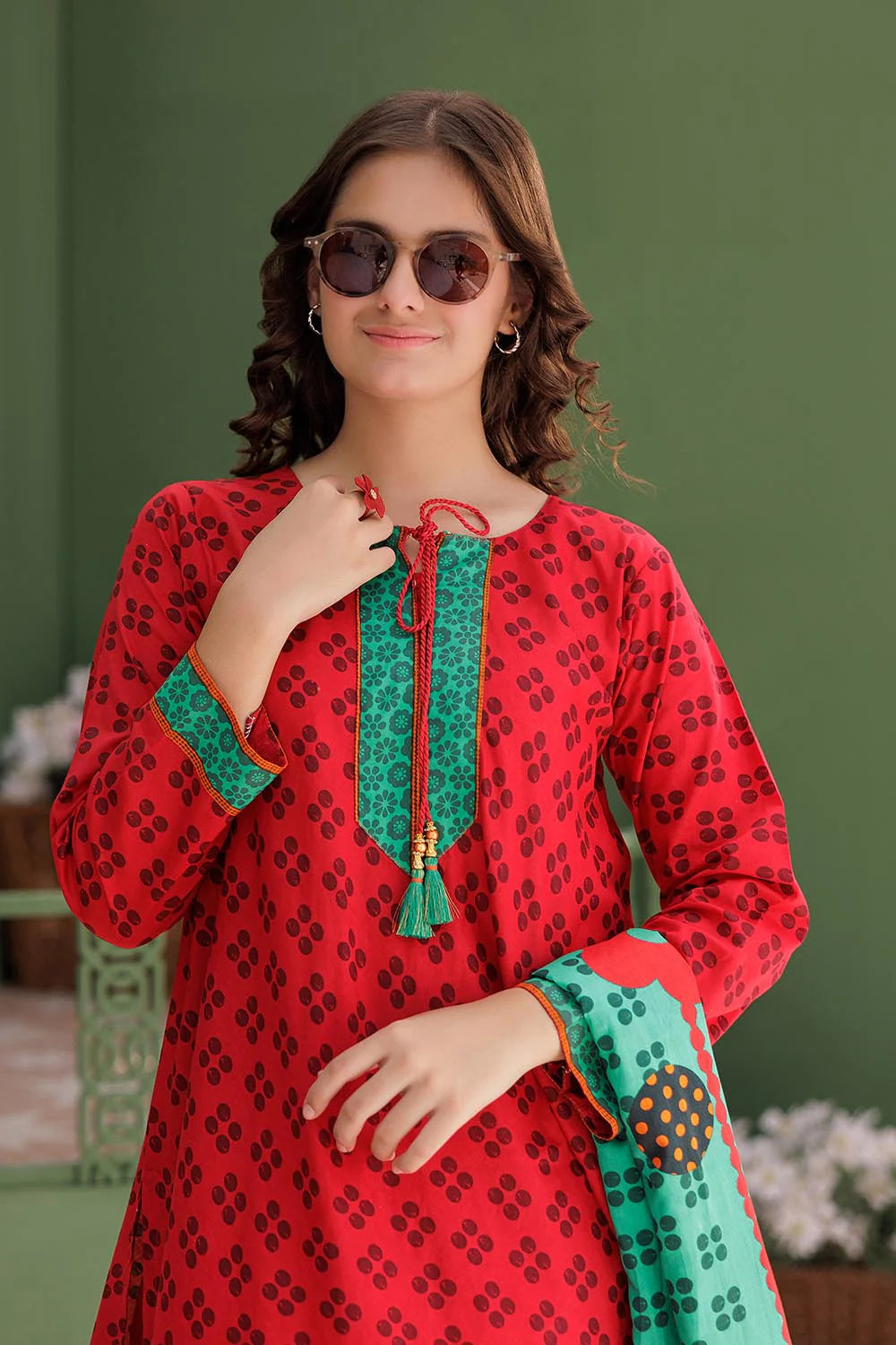 Red & Multicolor | Casual 3 Piece Suit | Cotton Lawn Printed