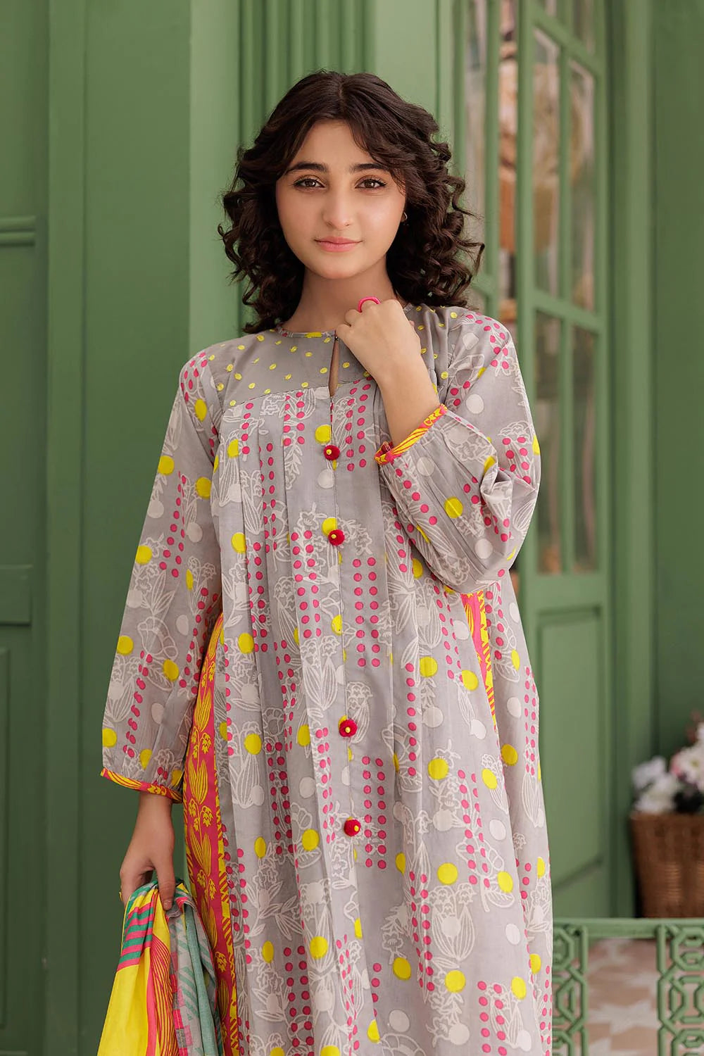 Grey & Multicolor | Casual 3 Piece Suit | Cotton Lawn Printed