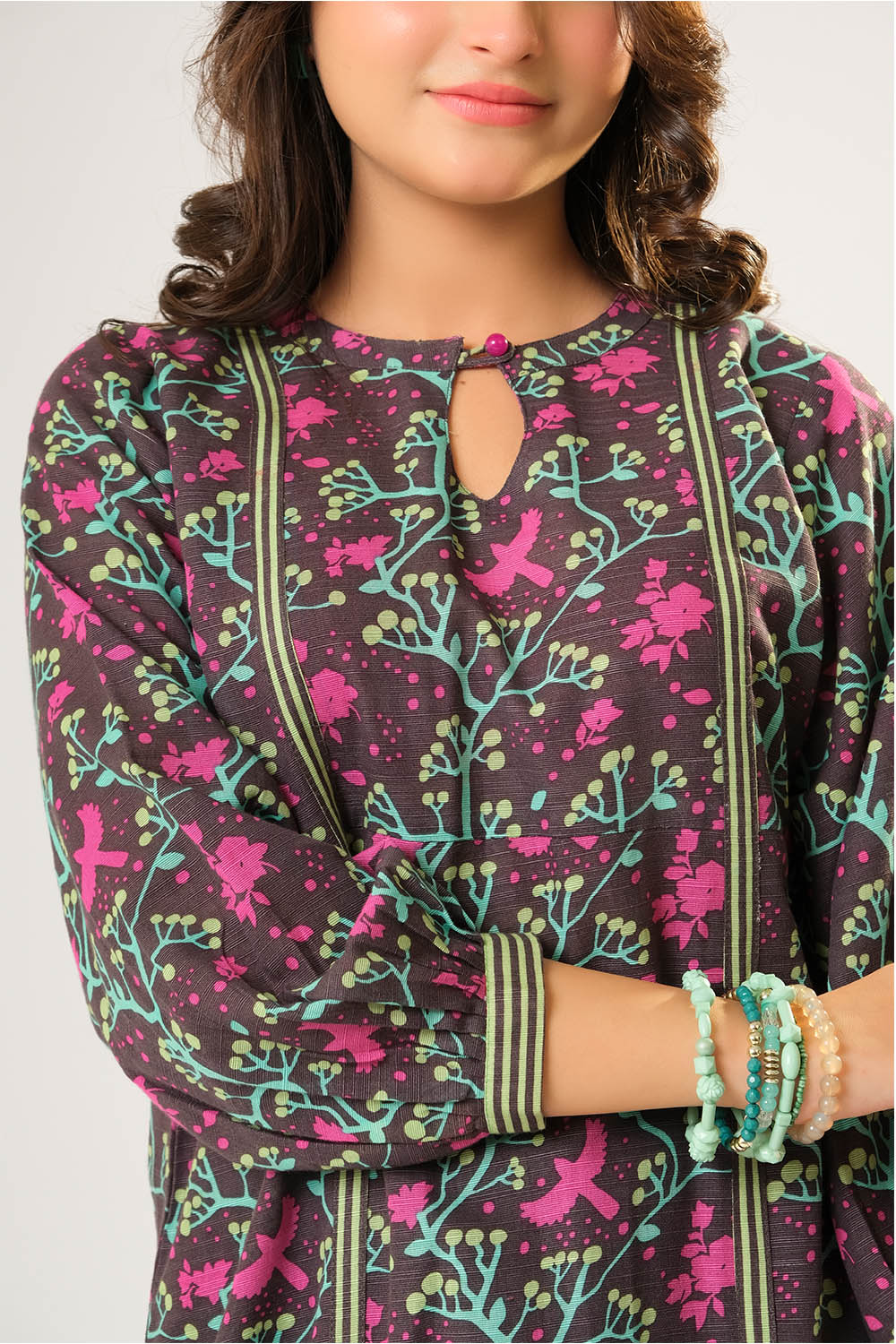 Girls winter clothes | Grey & Multicolor | Casual 3 Piece Suit | Cotton Khaddar Printed