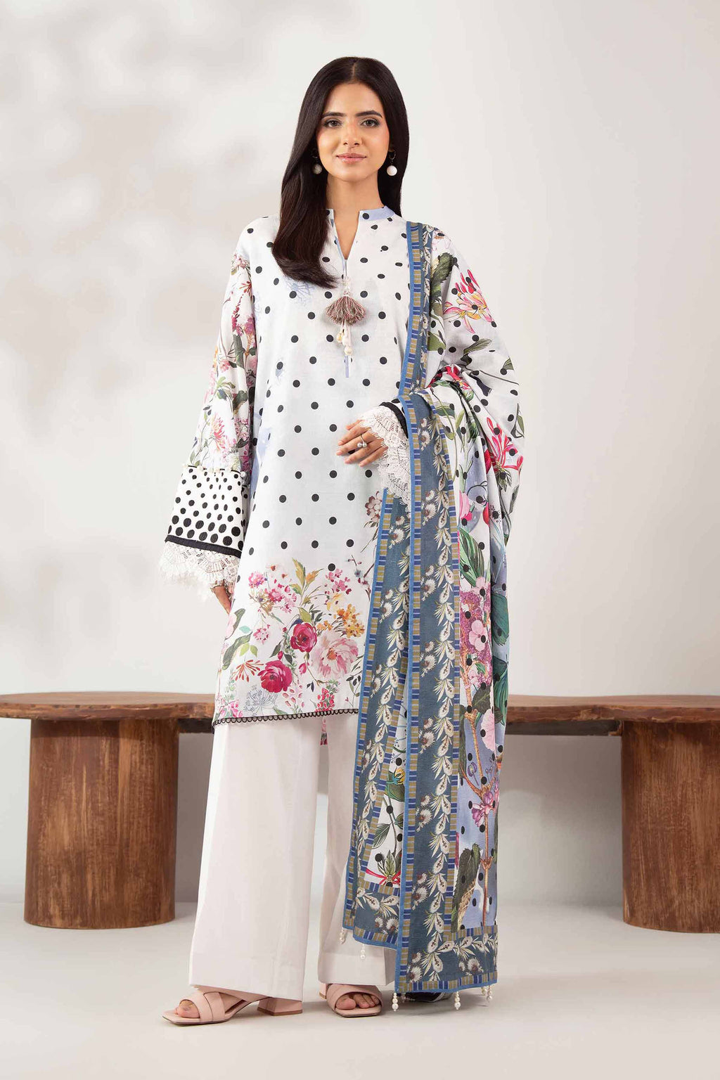 3 Piece - Digital Printed Embroidered Suit
