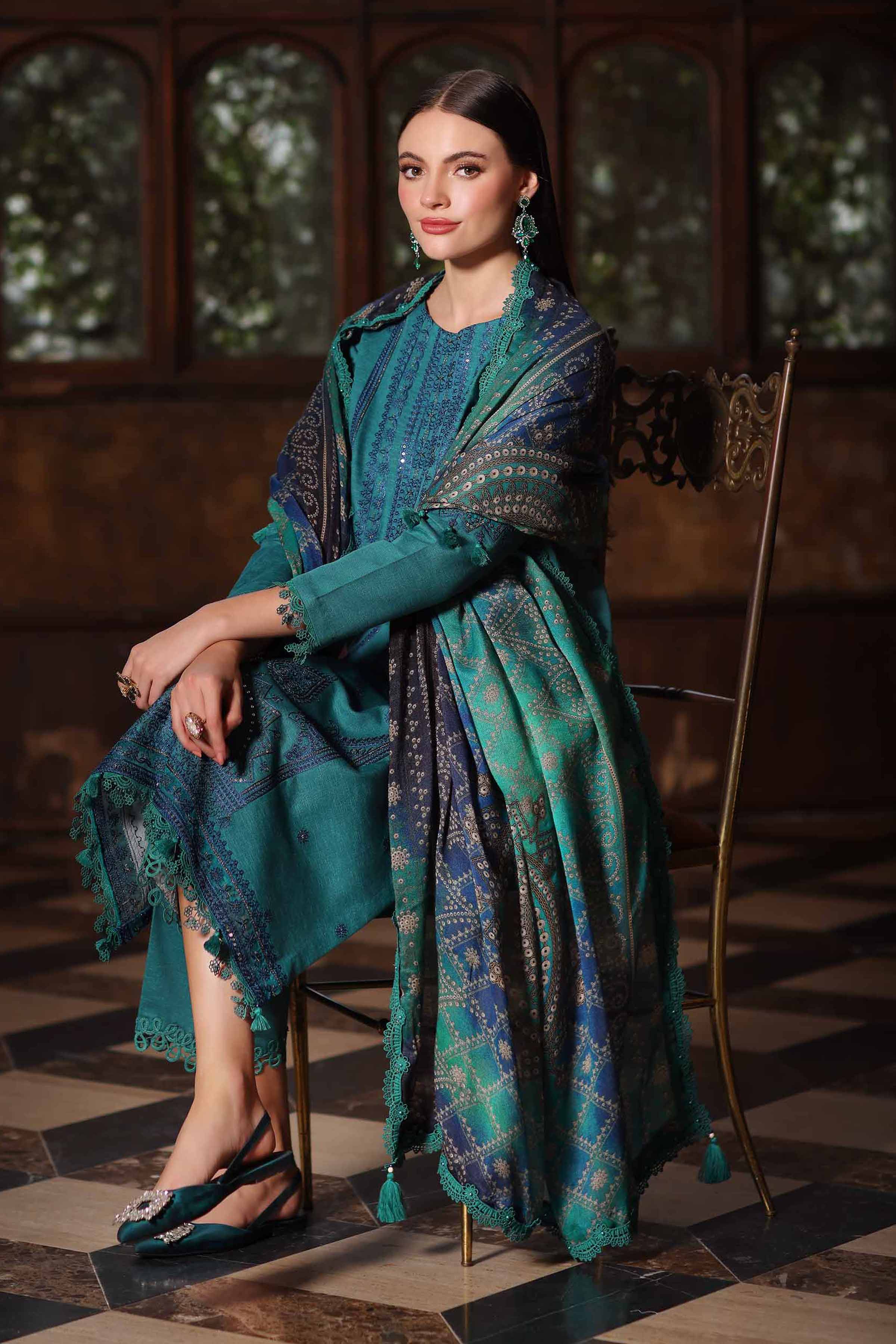 3 Piece - Digital Printed Embroidered Suit