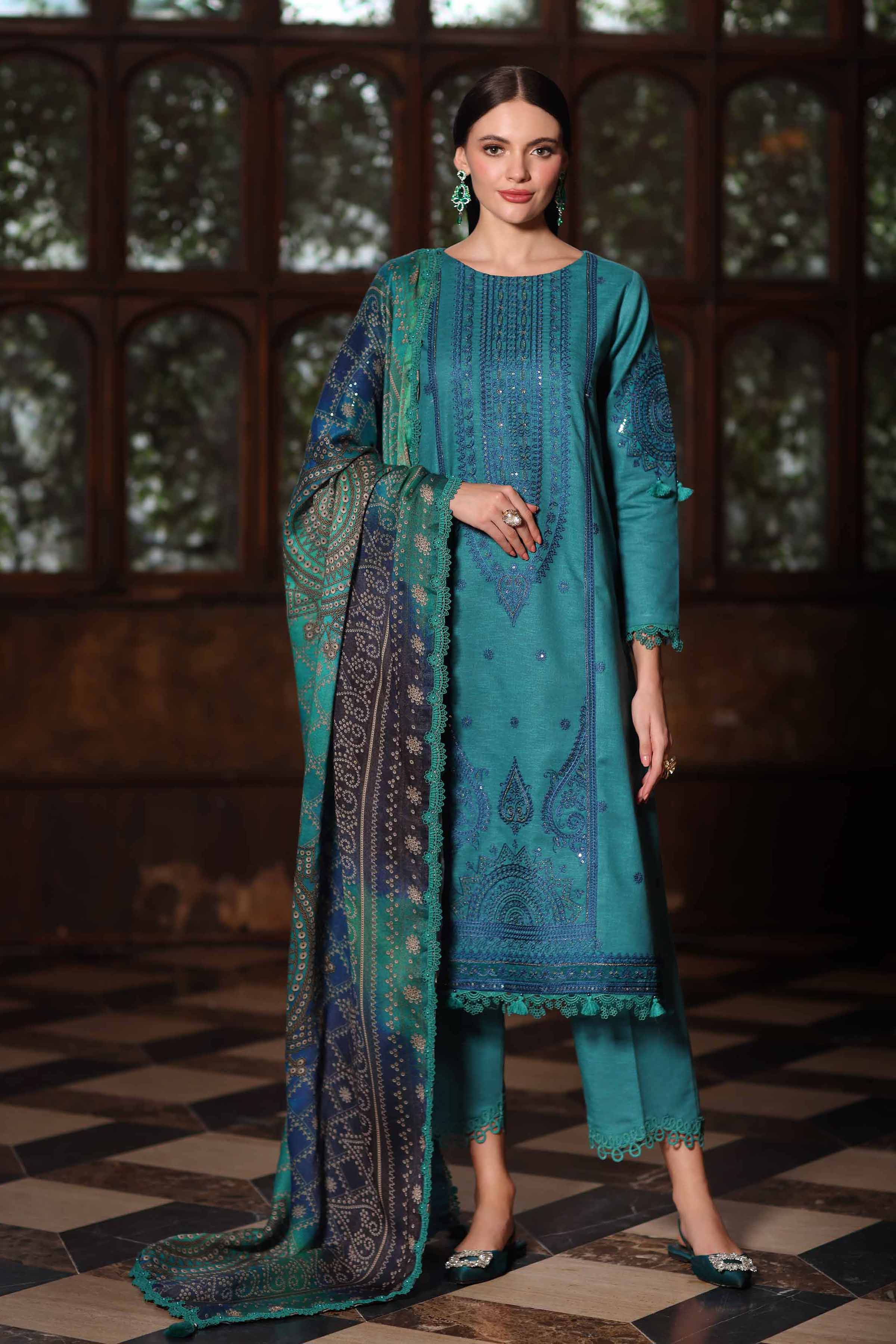 3 Piece - Digital Printed Embroidered Suit