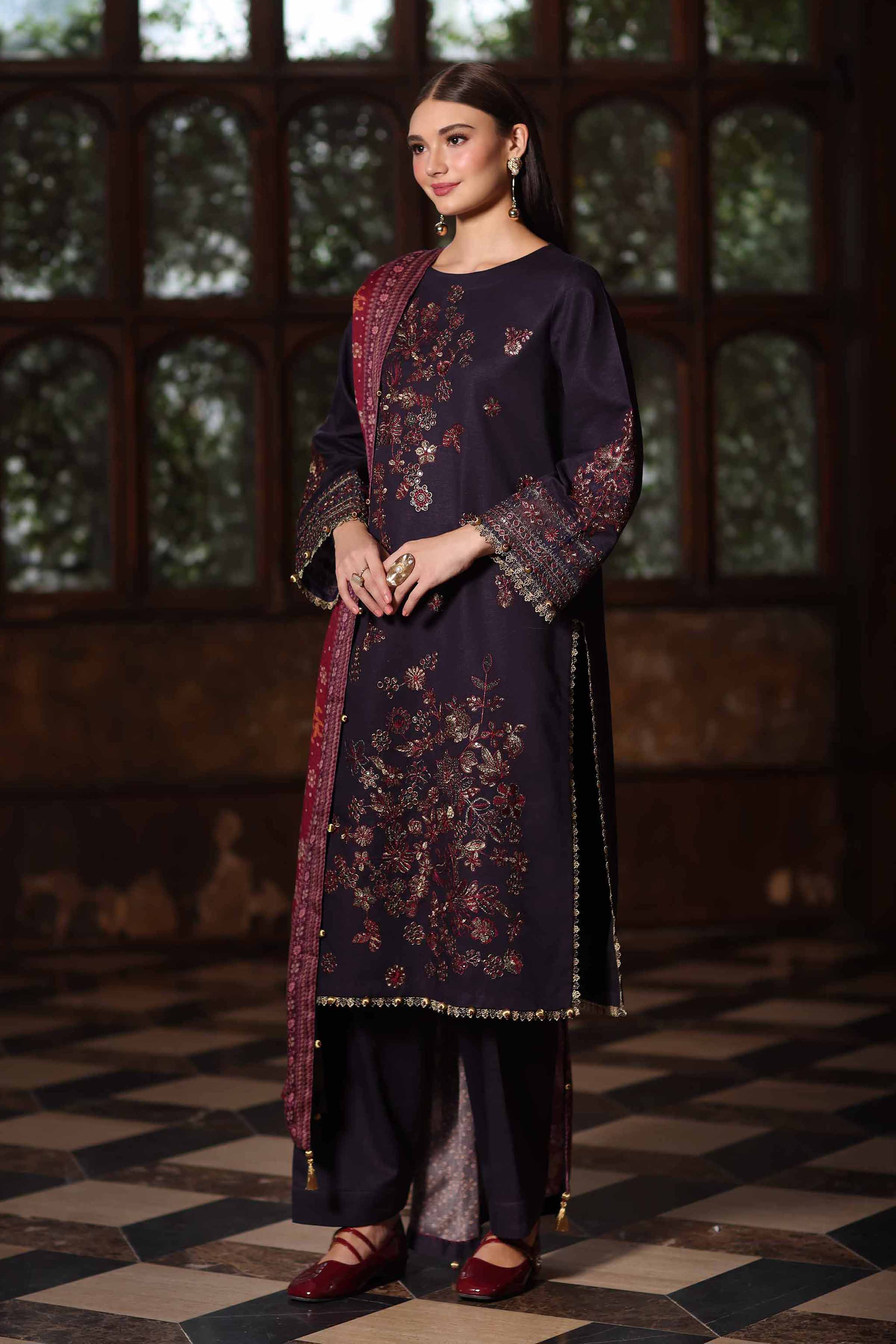 3 Piece - Digital Printed Embroidered Suit