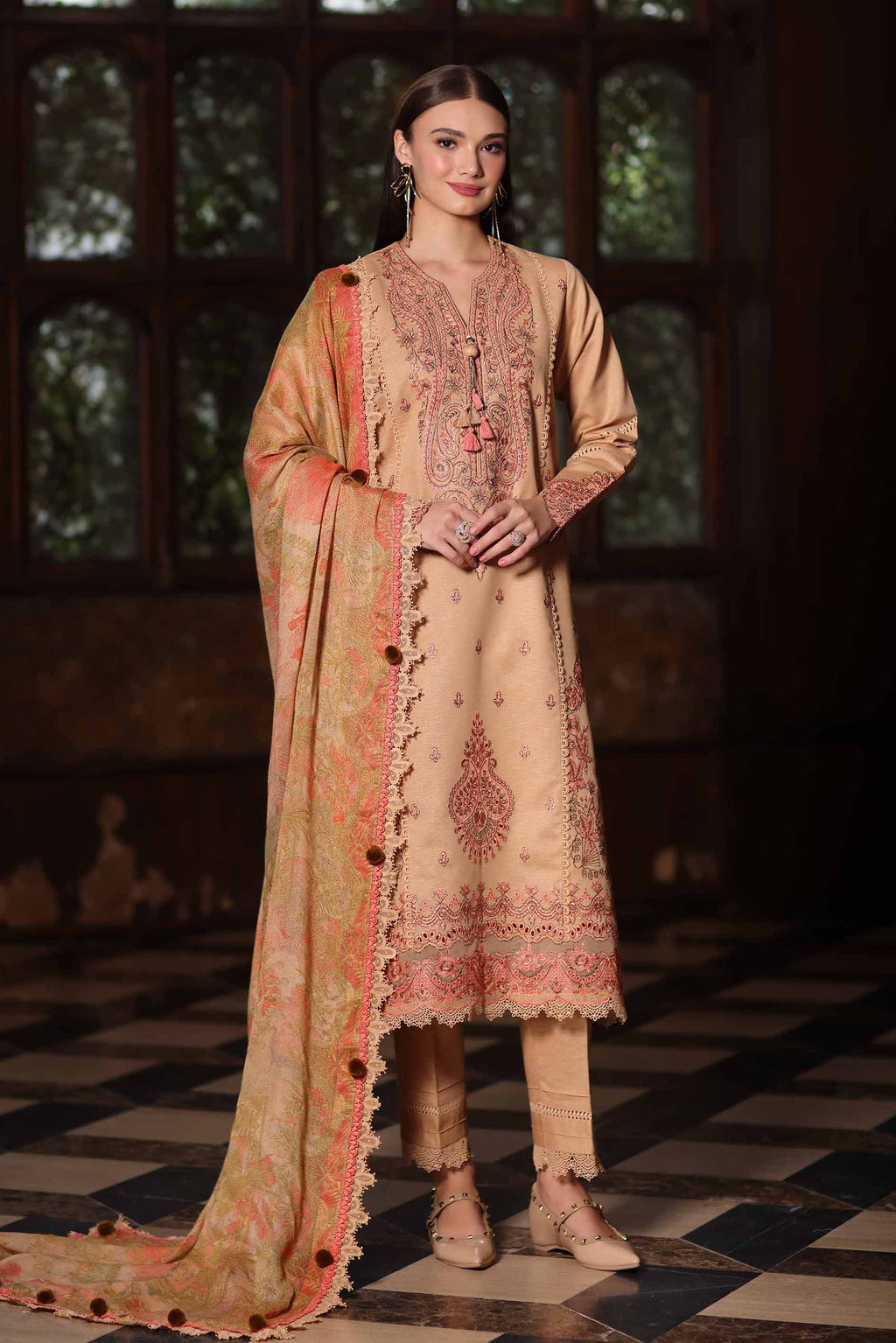 3 Piece - Digital Printed Embroidered Suit