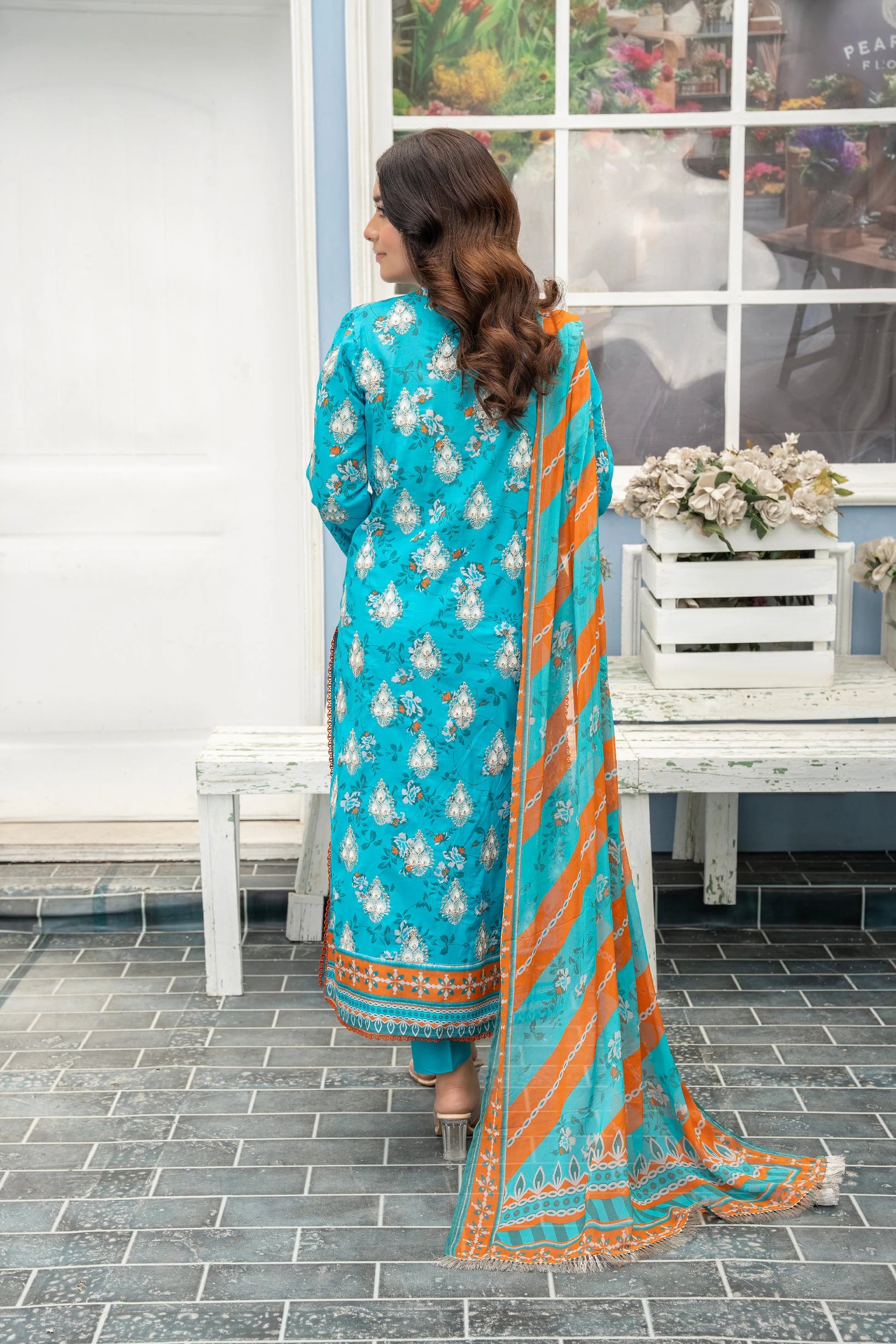 3-PC Unstitched Lawn Print Embroidered Crinkle Printed Dupatta Muskari