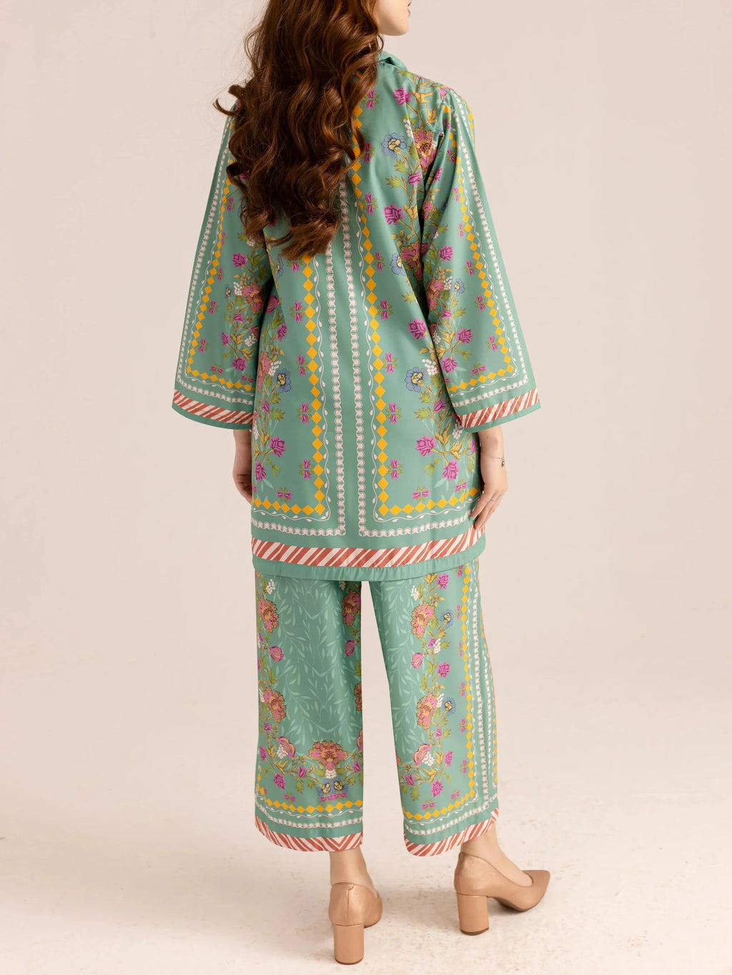 Playful Pattern Mix Pastel Green Floral Co-ord Set